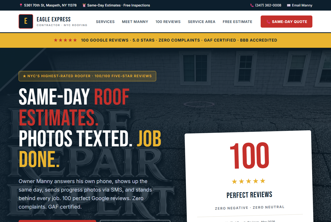 Roofing contractor website
